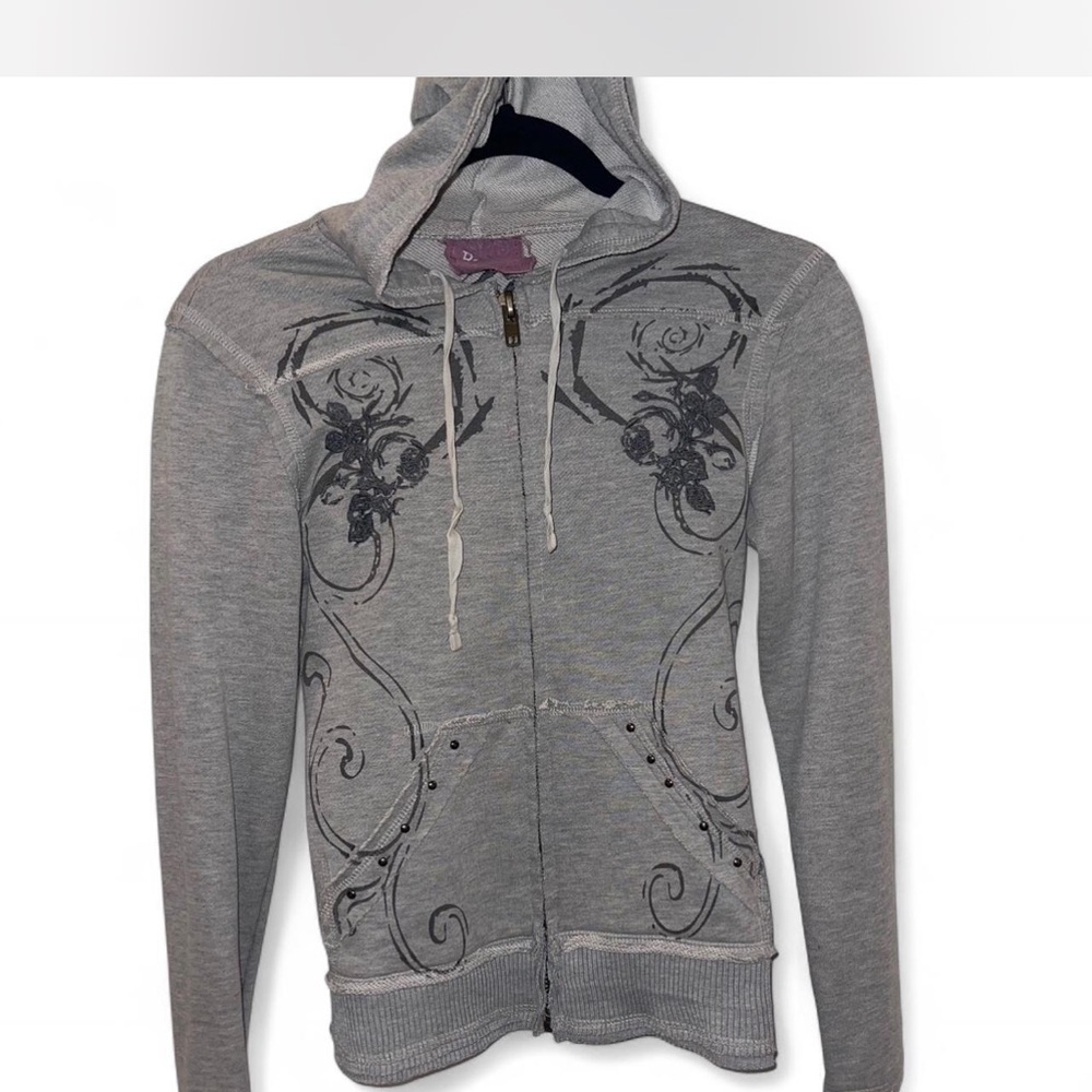 Gray Embellished Hoodie